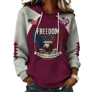 Texas A&M Aggies x Freedom American Women's Waffle Knit Pullover Hoodie Limited