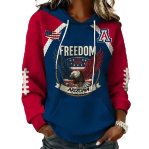 Arizona Wildcats x Freedom American Women's Waffle Knit Pullover Hoodie Limited