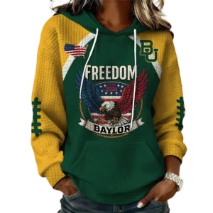 Baylor Bears x Freedom American Women's Waffle Knit Pullover Hoodie Limited