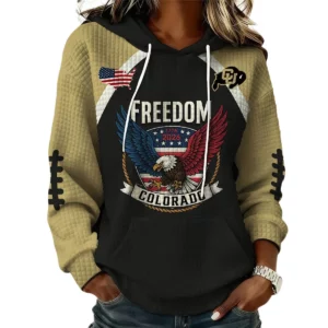 Colorado Buffaloes x Freedom American Women's Waffle Knit Pullover Hoodie Limited