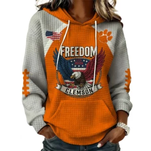 Clemson Tigers x Freedom American Women's Waffle Knit Pullover Hoodie Limited