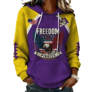 East Carolina Pirates x Freedom American Women's Waffle Knit Pullover Hoodie Limited
