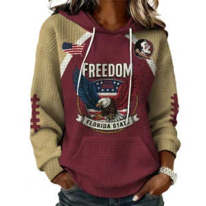 Florida State Seminoles x Freedom American Women's Waffle Knit Pullover Hoodie Limited