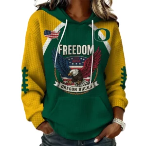 Oregon Ducks x Freedom American Women's Waffle Knit Pullover Hoodie Limited