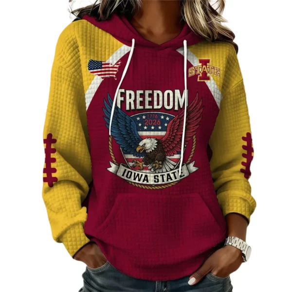 Iowa State Cyclones x Freedom American Women's Waffle Knit Pullover Hoodie Limited