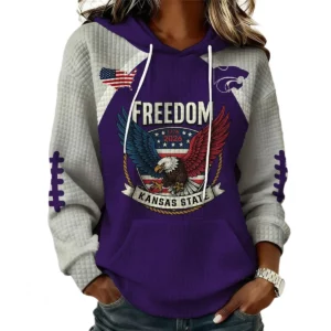 Kansas State Wildcats x Freedom American Women's Waffle Knit Pullover Hoodie Limited