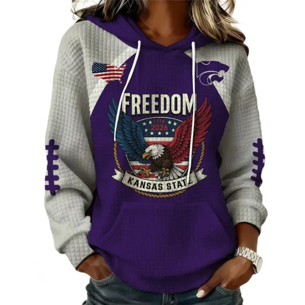 Kansas State Wildcats x Freedom American Women's Waffle Knit Pullover Hoodie Limited