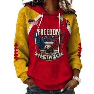 Louisville Cardinals x Freedom American Women's Waffle Knit Pullover Hoodie Limited