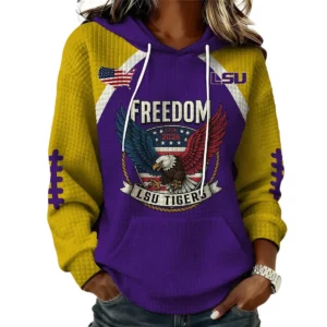 LSU Tigers x Freedom American Women's Waffle Knit Pullover Hoodie Limited
