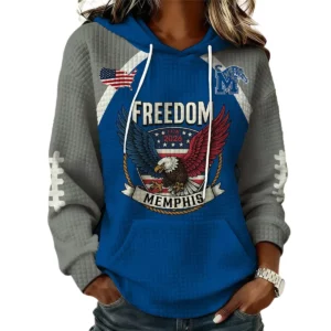 Memphis Tigers x Freedom American Women's Waffle Knit Pullover Hoodie Limited