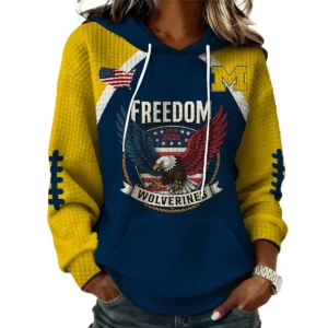 Michigan Wolverines x Freedom American Women's Waffle Knit Pullover Hoodie Limited