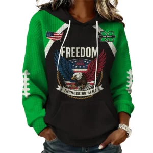 Marshall Thundering Herd x Freedom American Women's Waffle Knit Pullover Hoodie Limited