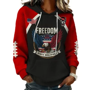 NC State Wolfpack x Freedom American Women's Waffle Knit Pullover Hoodie Limited