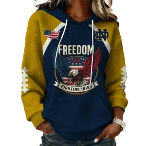 Notre Dame Fighting Irish x Freedom American Women's Waffle Knit Pullover Hoodie Limited