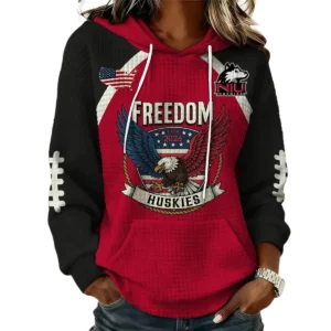 Northern Illinois Huskies x Freedom American Women's Waffle Knit Pullover Hoodie Limited