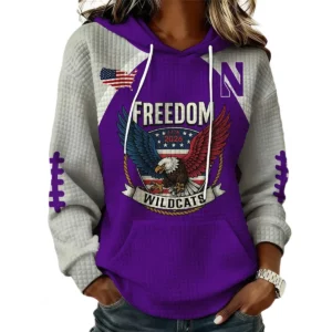 Northwestern Wildcats x Freedom American Women's Waffle Knit Pullover Hoodie Limited