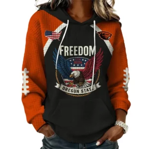 Oregon State Beavers x Freedom American Women's Waffle Knit Pullover Hoodie Limited