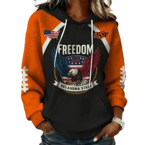Oklahoma State Cowboys x Freedom American Women's Waffle Knit Pullover Hoodie Limited