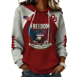 Oklahoma Sooners x Freedom American Women's Waffle Knit Pullover Hoodie Limited
