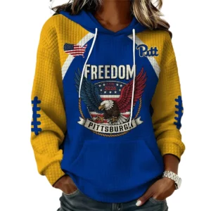 Pittsburgh Panthers x Freedom American Women's Waffle Knit Pullover Hoodie Limited