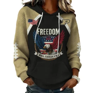 Purdue Boilermakers x Freedom American Women's Waffle Knit Pullover Hoodie Limited