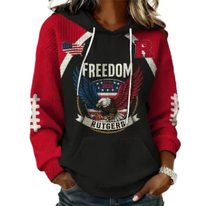Rutgers Scarlet Knights x Freedom American Women's Waffle Knit Pullover Hoodie Limited