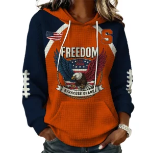 Syracuse Orange x Freedom American Women's Waffle Knit Pullover Hoodie Limited