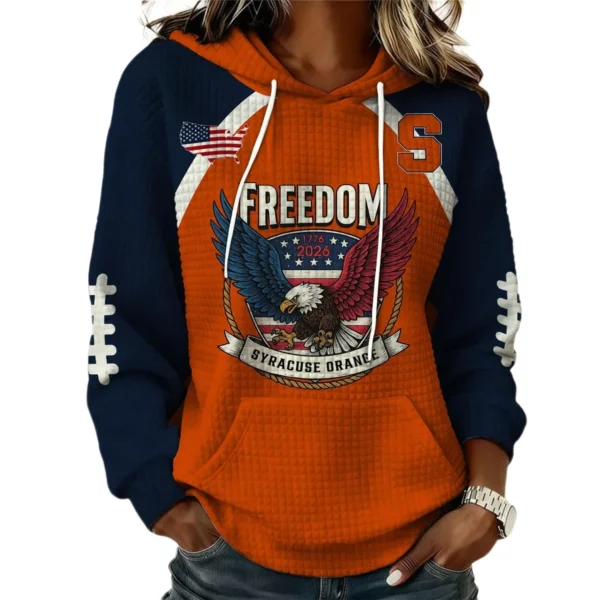 Syracuse Orange x Freedom American Women's Waffle Knit Pullover Hoodie Limited