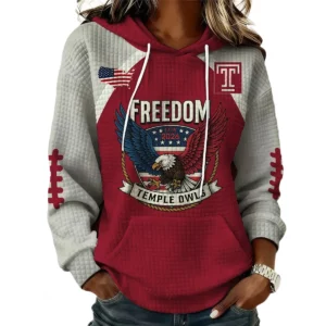 Temple Owls x Freedom American Women's Waffle Knit Pullover Hoodie Limited
