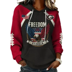 Georgia Bulldogs x Freedom American Women's Waffle Knit Pullover Hoodie Limited
