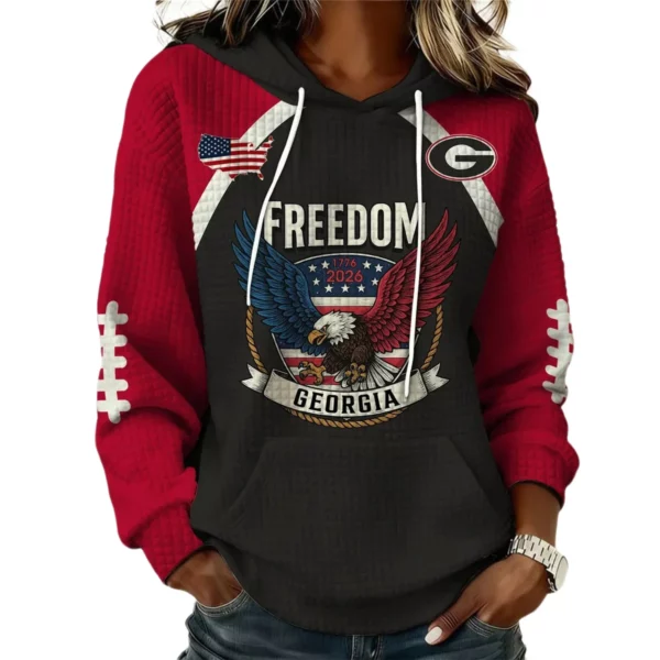 Georgia Bulldogs x Freedom American Women's Waffle Knit Pullover Hoodie Limited