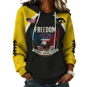 Iowa Hawkeyes x Freedom American Women's Waffle Knit Pullover Hoodie Limited