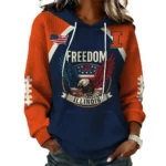 Illinois Fighting Illini x Freedom American Women's Waffle Knit Pullover Hoodie Limite