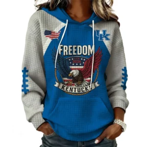 Kentucky Wildcats x Freedom American Women's Waffle Knit Pullover Hoodie Limited