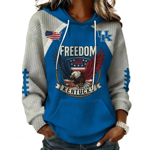 Kentucky Wildcats x Freedom American Women's Waffle Knit Pullover Hoodie Limited