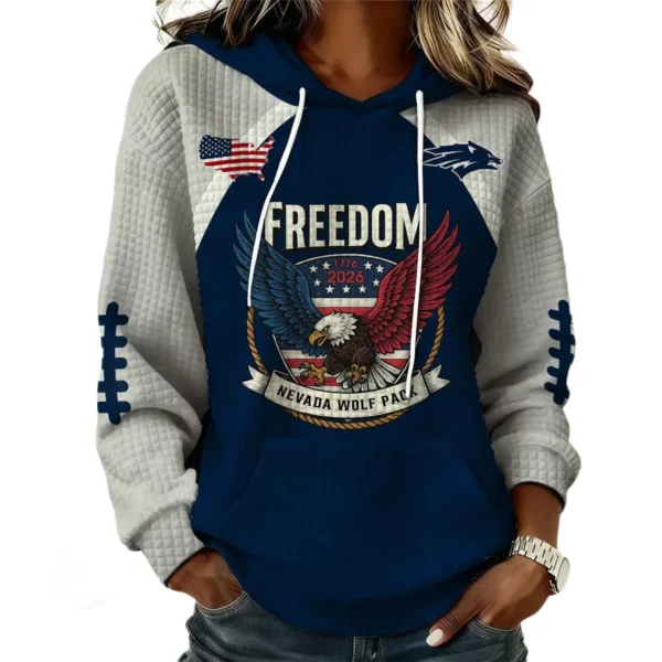 Nevada Wolf Pack x Freedom American Women's Waffle Knit Pullover Hoodie Limited