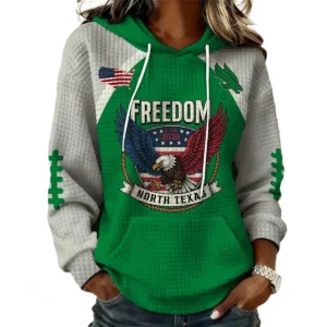 North Texas Mean x Freedom American Women's Waffle Knit Pullover Hoodie Limited