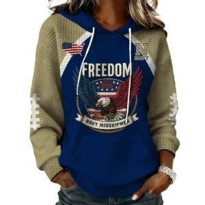 Navy Midshipmen x Freedom American Women's Waffle Knit Pullover Hoodie Limited