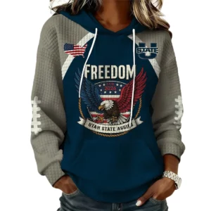 Utah State Aggies x Freedom American Women's Waffle Knit Pullover Hoodie Limited