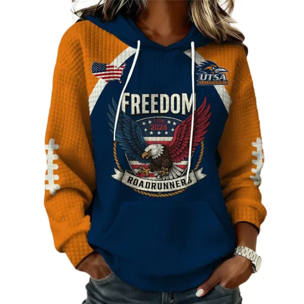UTSA Roadrunners x Freedom American Women's Waffle Knit Pullover Hoodie Limited