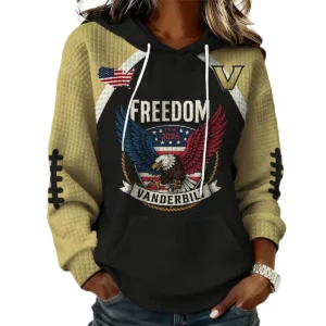 Vanderbilt Commodores x Freedom American Women's Waffle Knit Pullover Hoodie Limited