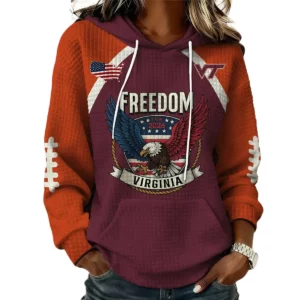 Virginia Tech Hokies x Freedom American Women's Waffle Knit Pullover Hoodie Limited