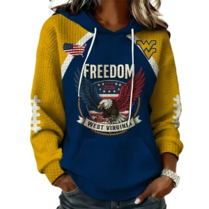 West Virginia Mountaineers x Freedom American Women's Waffle Knit Pullover Hoodie Limited