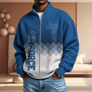 Air Force Falcons Men’s Full Zip Waffle Knit Long Sleeve Sweatshirt Limited