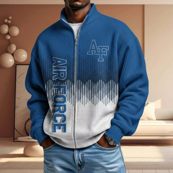 Air Force Falcons Men’s Full Zip Waffle Knit Long Sleeve Sweatshirt Limited