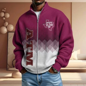 Texas A&M Aggies Men’s Full Zip Waffle Knit Long Sleeve Sweatshirt Limited
