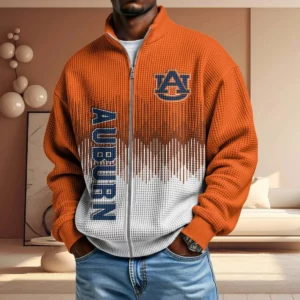 Auburn Tigers Men’s Full Zip Waffle Knit Long Sleeve Sweatshirt Limited