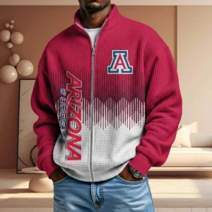 Arizona Wildcats Men’s Full Zip Waffle Knit Long Sleeve Sweatshirt Limited