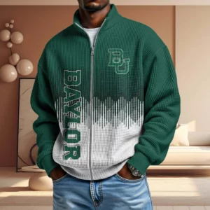 Baylor Bears Full Zip Waffle Knit Long Sleeve Sweatshirt Limited