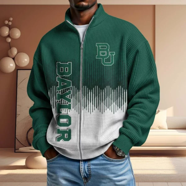 Baylor Bears Full Zip Waffle Knit Long Sleeve Sweatshirt Limited